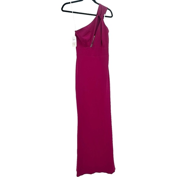 Katie May Edgy Cutout One Shoulder Gown Magenta Size M NWT - Picture 8 of 12